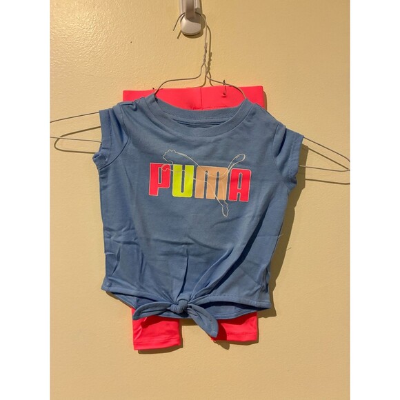 NWOT Puma Blue & Pink Outfit - Shirt & Leggings - 18M - Picture 1 of 3